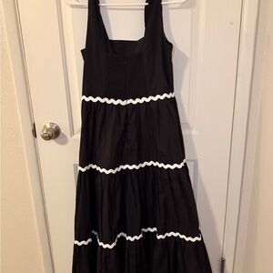 CeCe Black Maxi Dress with White Rickrack Trim